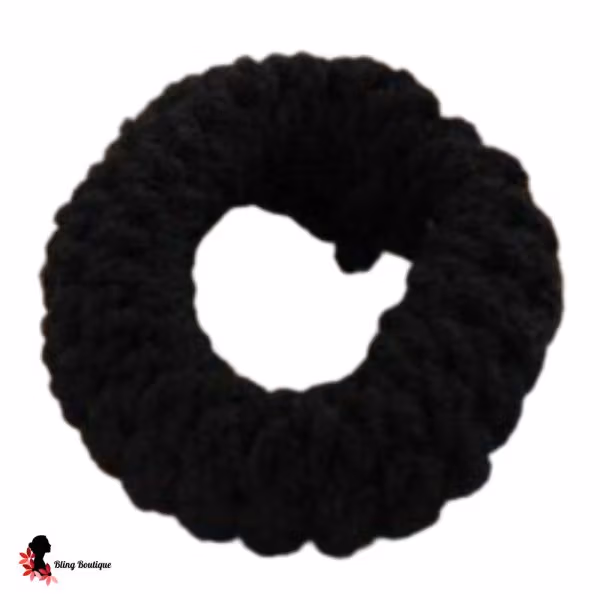 Black Hand Knitted Scrunchie