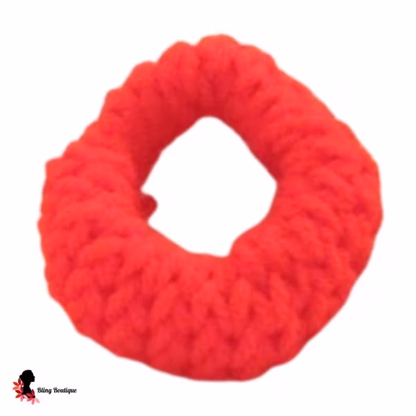 Hot Red Hand Knitted Scrunchie
