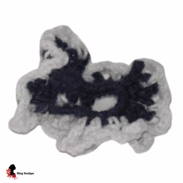 Navy & White Flower Scrunchie