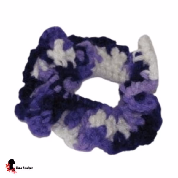 Purple & White Flower Scrunchie