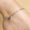 Spiral Heart Flower Ankle Bracelet