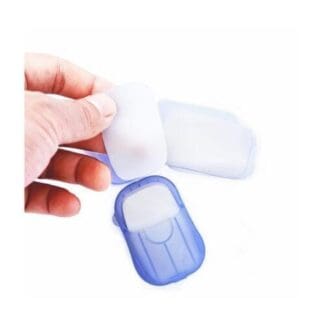 Portable Travel-Sized Soap Holder and 20 Sheets of Soap