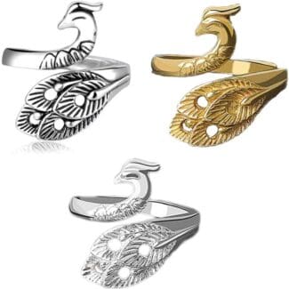 Peacock Open Finger Ring - Adjustable Braided