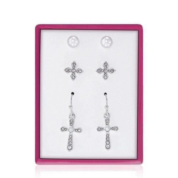 Cross Trio Earring Set