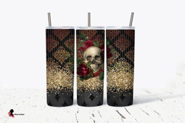 Skull w/Roses 20 oz Tumbler