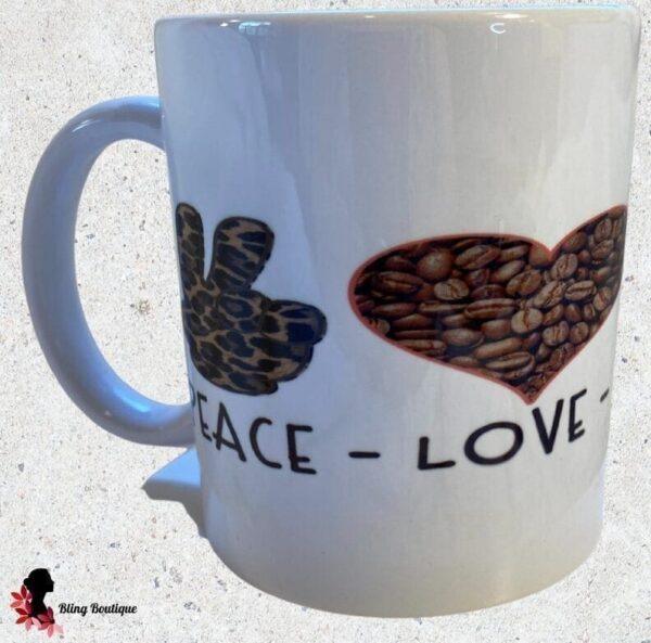 Peace Love Coffee 11 oz Mug