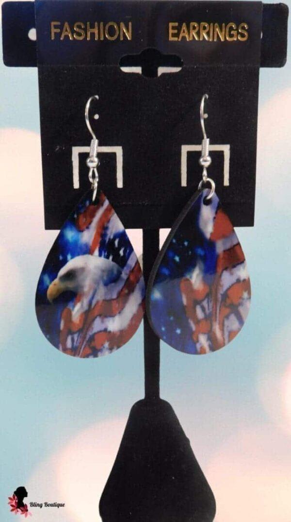 Eagle & Flag Teardrop Earrings