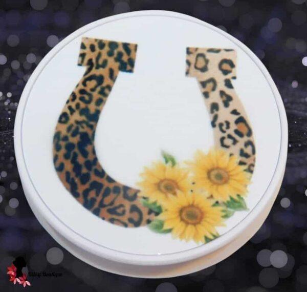 Leopard Horseshoe Phone Stand - White