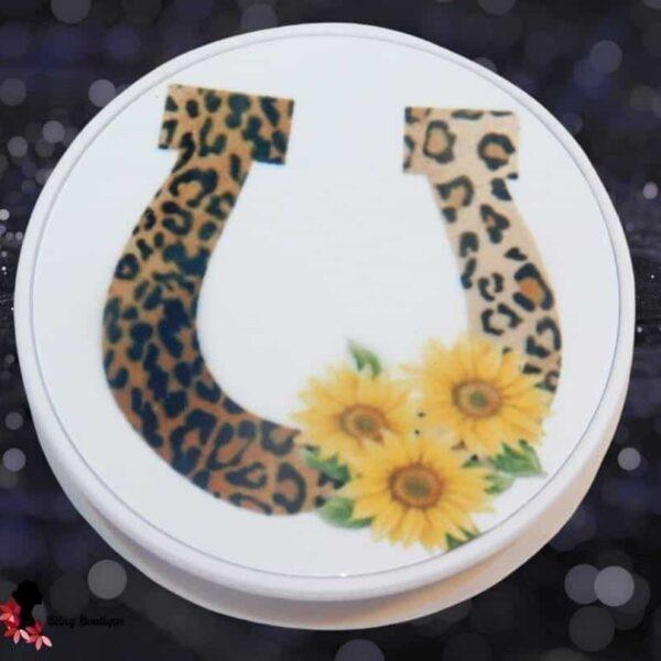 Leopard Horseshoe Phone Stand - White