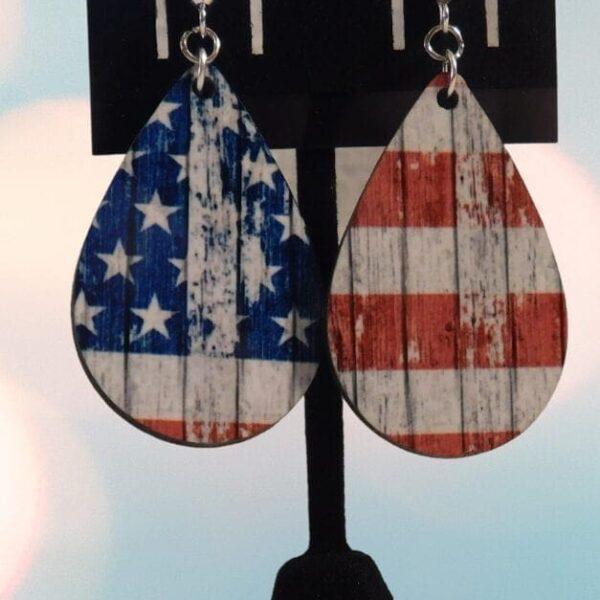 Rustic Flag Teardrop Earrings