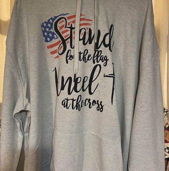 Custom Hoodie - Stand For The Flag, Kneel For The Cross