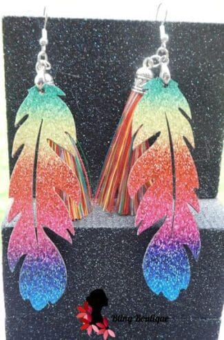 Rainbow Feather Earrings