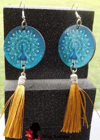 Round Peacock Earrings