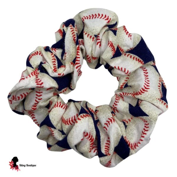 Blue Baseball Scrunchie