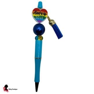 Love Is Love Blue Beaded Pen