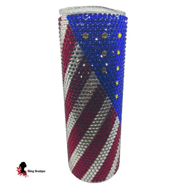 Rhinestone Flag Tumbler