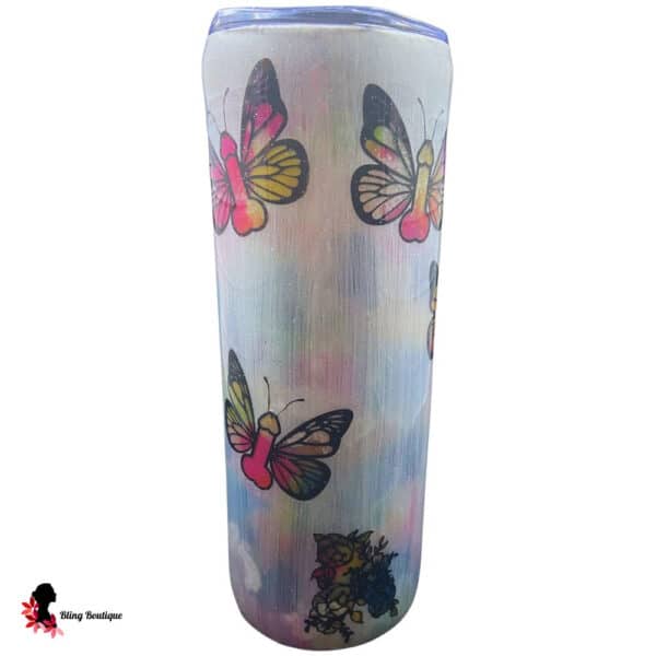 Butterflies & Flowers WiWi's 20 oz Tumbler - White