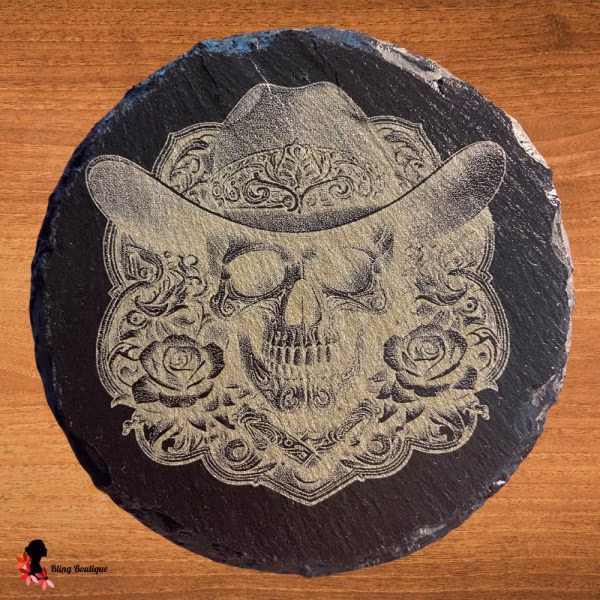 Cowboy Skull Slate Coaster (Round)