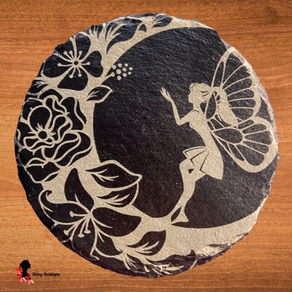 Moon & Fairy Slate Coaster (Round)