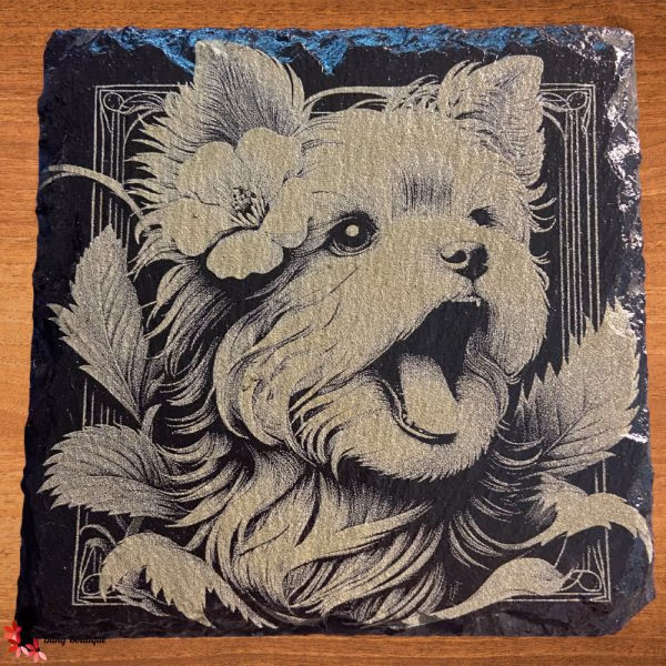 Yorkie Slate Coaster (Square)