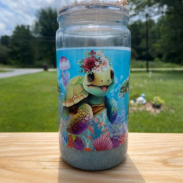 Under The Sea Turtle 16 oz Snowglobe Tumbler