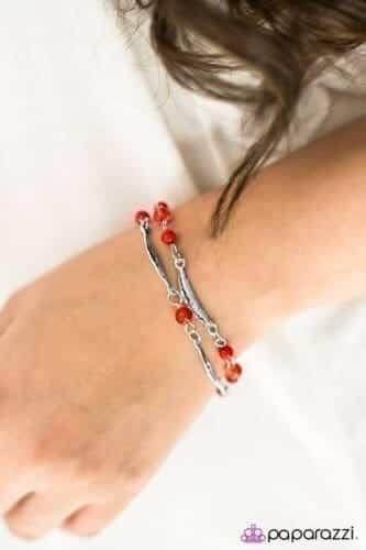 Silver & Red Bead Bracelet